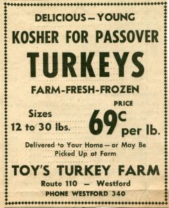 Toy's Turkeys - "May be picked up at the Farm"