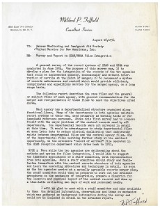 Cover letter from files consultant Mildred P. Tuffield, August 1954